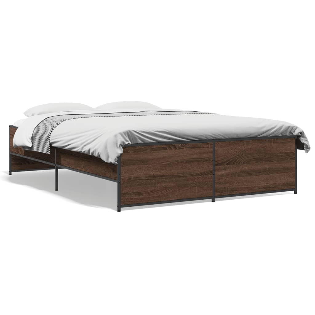 Bettgestell Braun Eichen-Optik 120x190 cm Holzwerkstoff Metall