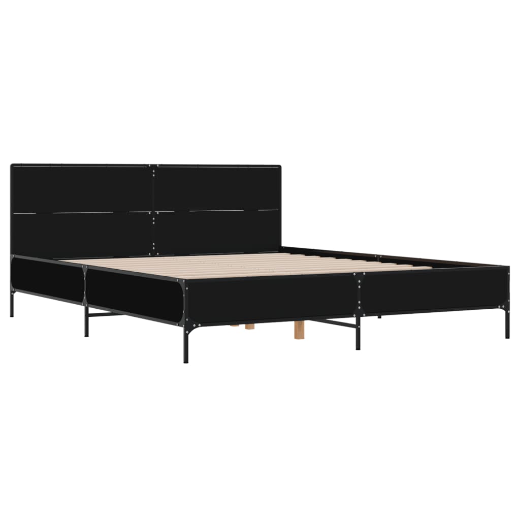 Bettgestell Schwarz 120x190 cm Holzwerkstoff und Metall