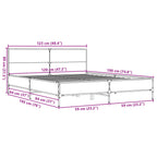 Bettgestell Grau Sonoma 120x190 cm Holzwerkstoff und Metall