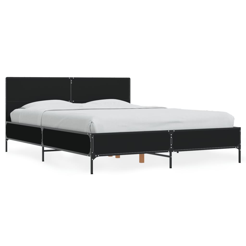Bettgestell Schwarz 135x190 cm Holzwerkstoff und Metall