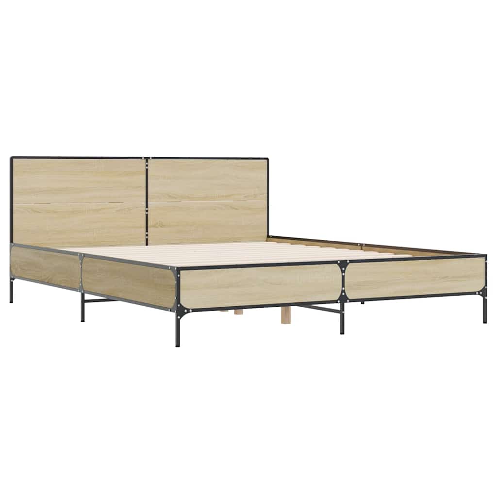 Bettgestell Sonoma-Eiche 140x190 cm Holzwerkstoff und Metall