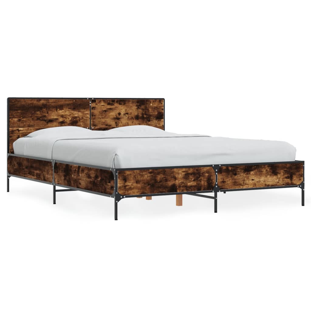 Bettgestell Räuchereiche 140x190 cm Holzwerkstoff und Metall