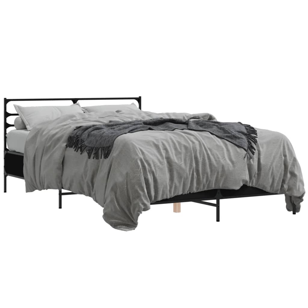 Bettgestell Schwarz 120x190 cm Holzwerkstoff und Metall