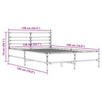 Bettgestell Räuchereiche 135x190 cm Holzwerkstoff und Metall