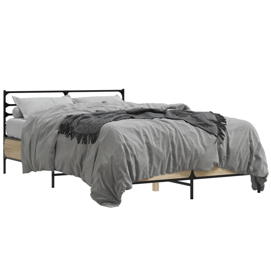 Bettgestell Sonoma-Eiche 140x190 cm Holzwerkstoff und Metall