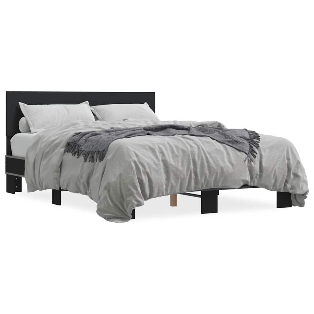 Bettgestell Schwarz 120x190 cm Holzwerkstoff und Metall