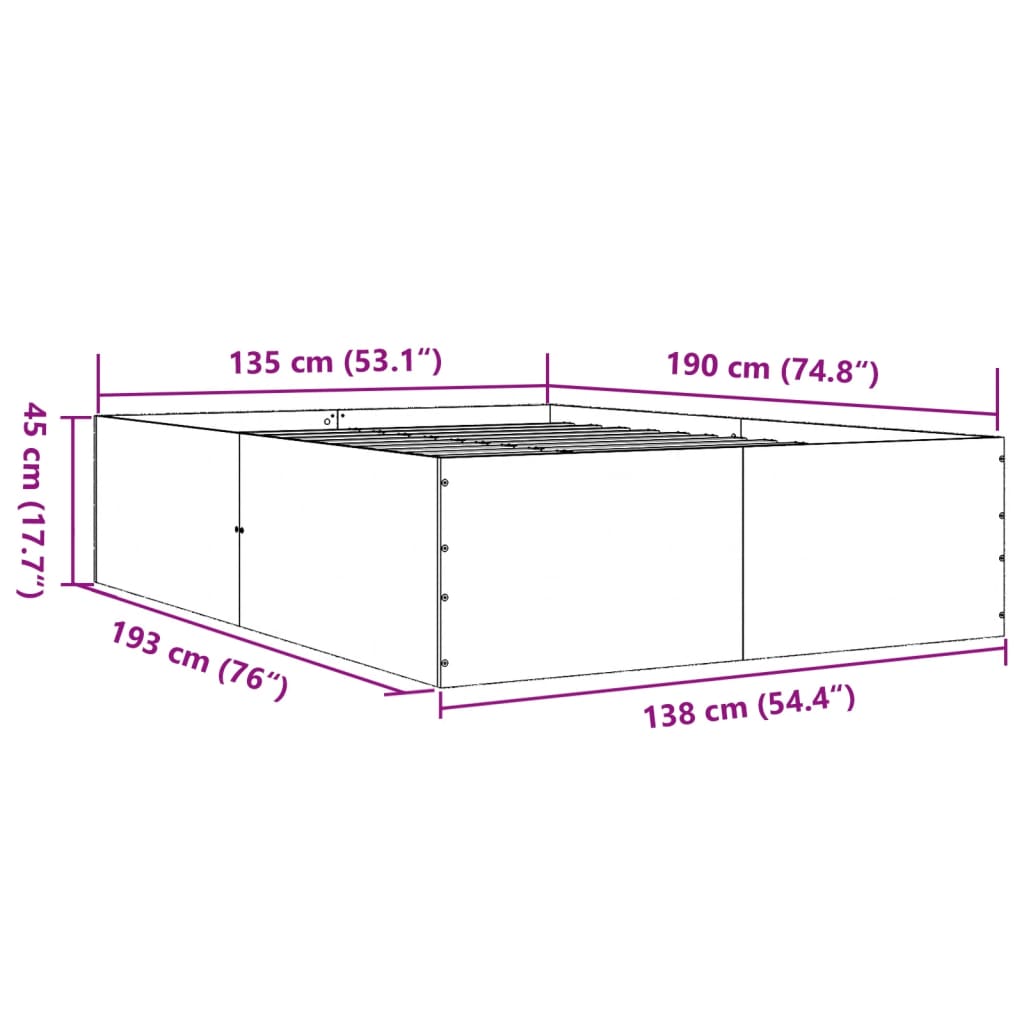 Bettgestell Schwarz 135x190 cm Holzwerkstoff