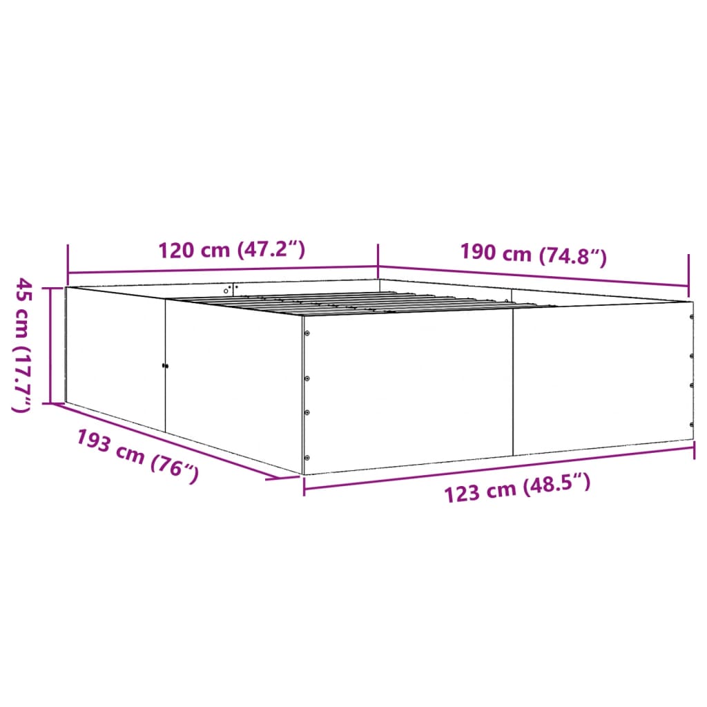 Bettgestell Sonoma-Eiche 120x190 cm Holzwerkstoff
