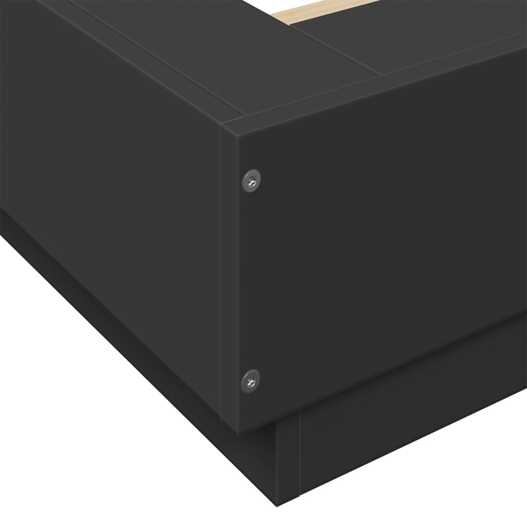 Bettgestell mit LED Schwarz 180x200 cm Holzwerkstoff