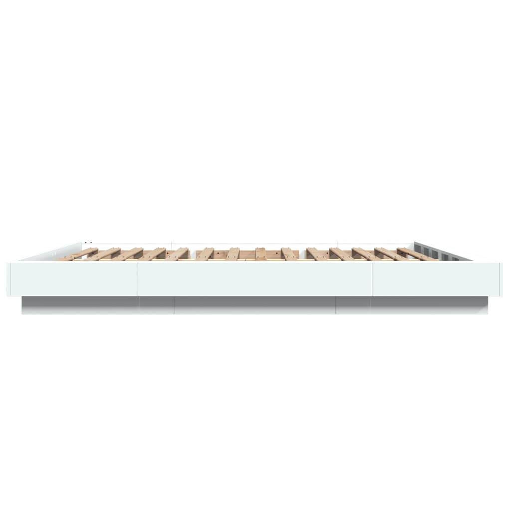 Bettgestell mit LED Weiß 150x200 cm Holzwerkstoff