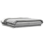Bettgestell mit LED Grau Sonoma 150x200 cm Holzwerkstoff