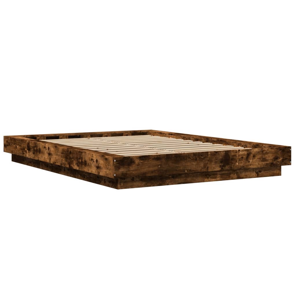 Bettgestell mit LED Räuchereiche 120x200cm Holzwerkstoff