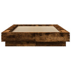 Bettgestell mit LED Räuchereiche 100x200 cm Holzwerkstoff
