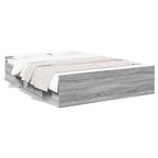 Bettgestell mit Schubladen Grau Sonoma 150x200 cm Holzwerkstoff
