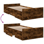 Bettgestell mit Schubladen Räuchereiche 90x190 cm Holzwerkstoff