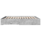 Bettgestell mit Schubladen Betongrau 200x200 cm Holzwerkstoff