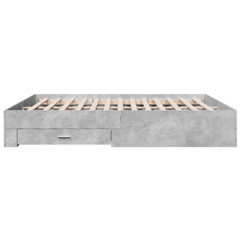 Bettgestell mit Schubladen Betongrau 200x200 cm Holzwerkstoff