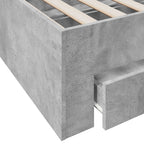Bettgestell mit Schubladen Betongrau 200x200 cm Holzwerkstoff