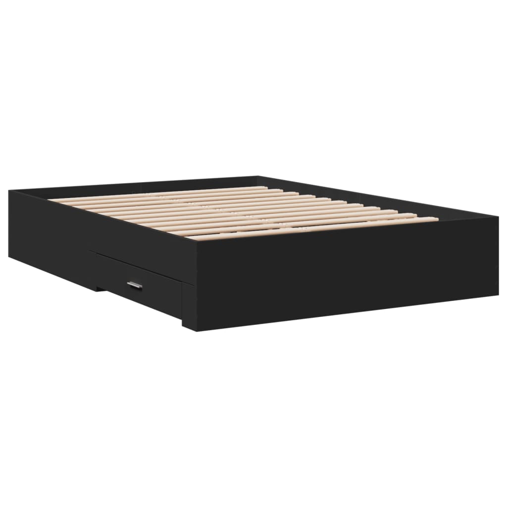 Bettgestell mit Schubladen Schwarz 140x190 cm Holzwerkstoff