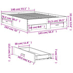 Bettgestell mit Schubladen Grau Sonoma 140x190 cm Holzwerkstoff