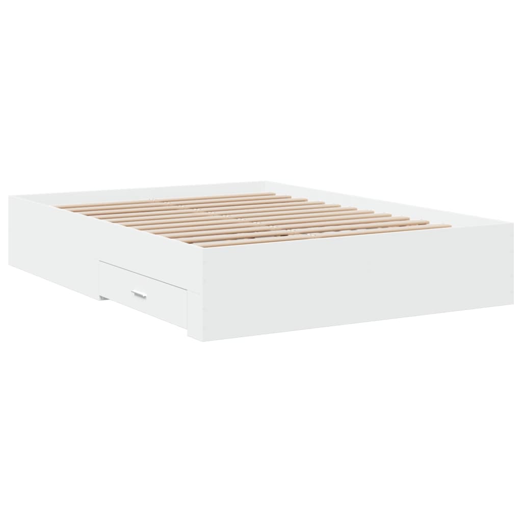 Bettgestell mit Schubladen Weiß 135 x 190 cm Holzwerkstoff