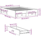 Bettgestell mit Schubladen Betongrau 135x190 cm Holzwerkstoff