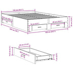 Bettgestell mit Schubladen Grau Sonoma 135x190 cm Holzwerkstoff
