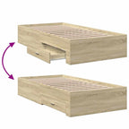 Bettgestell mit Schubladen Sonoma-Eiche 100x200cm Holzwerkstoff
