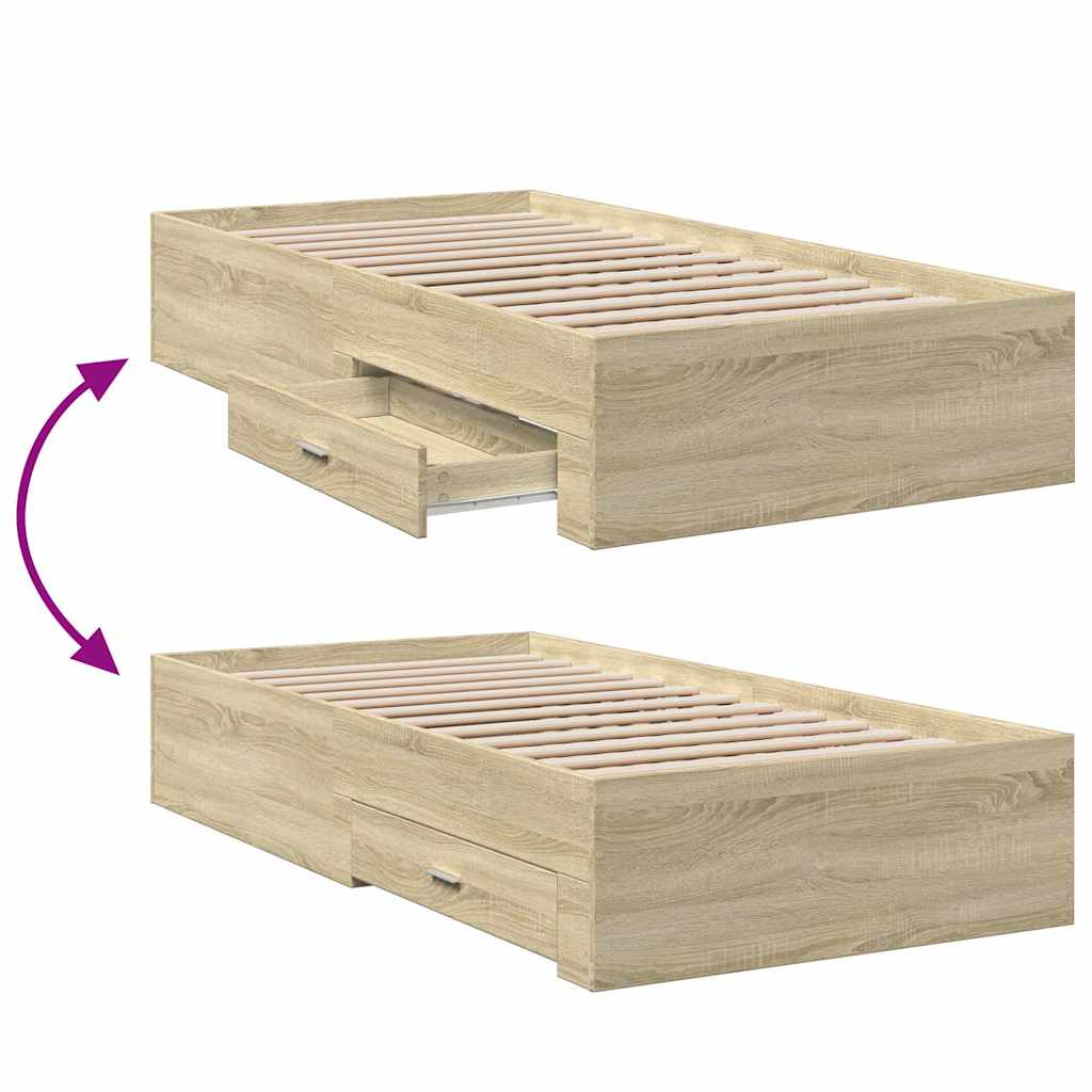 Bettgestell mit Schubladen Sonoma-Eiche 100x200cm Holzwerkstoff