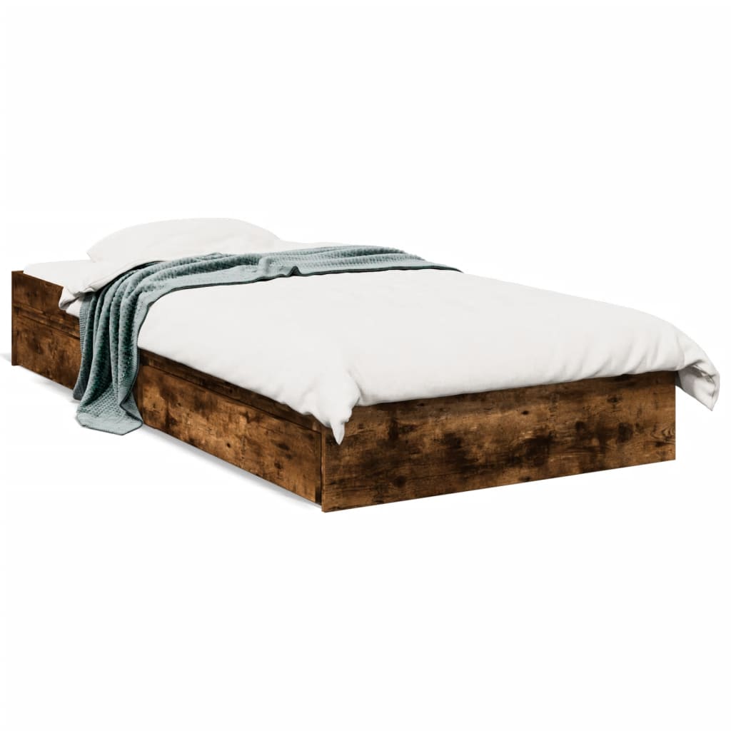 Bettgestell mit Schubladen Räuchereiche 100x200cm Holzwerkstoff