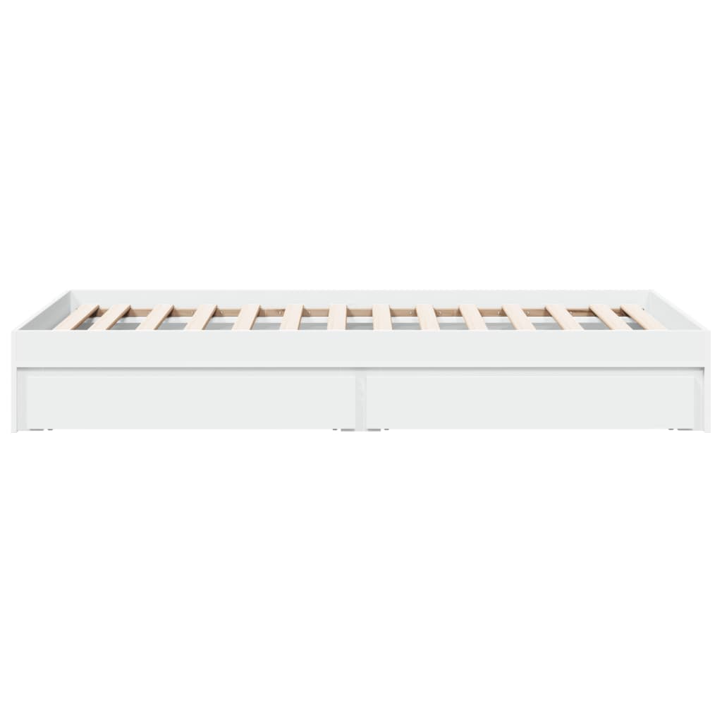Bettgestell mit Schubladen Weiß 90x200 cm Holzwerkstoff