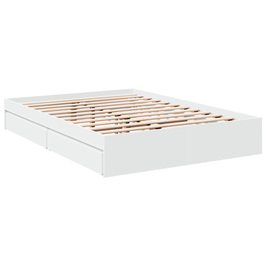 Bettgestell mit Schubladen Weiß 120x190 cm Holzwerkstoff
