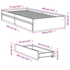 Bettgestell mit Schubladen Grau Sonoma 75x190 cm Holzwerkstoff