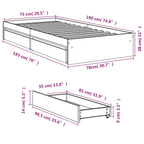 Bettgestell mit Schubladen Braun Eichen-Optik 75x190 cm