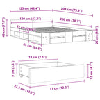 Bettgestell mit Schubladen Grau Sonoma 120x200 cm Holzwerkstoff
