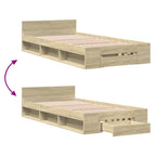 Bettgestell mit Schublade Sonoma-Eiche 90x200 cm Holzwerkstoff