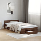 Bettgestell mit Schublade Braun Eichen-Optik 90x200 cm