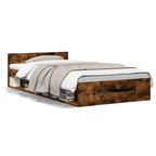Bettgestell mit Schublade Räuchereiche 75x190 cm Holzwerkstoff