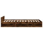 Bettgestell mit Schublade Räuchereiche 75x190 cm Holzwerkstoff