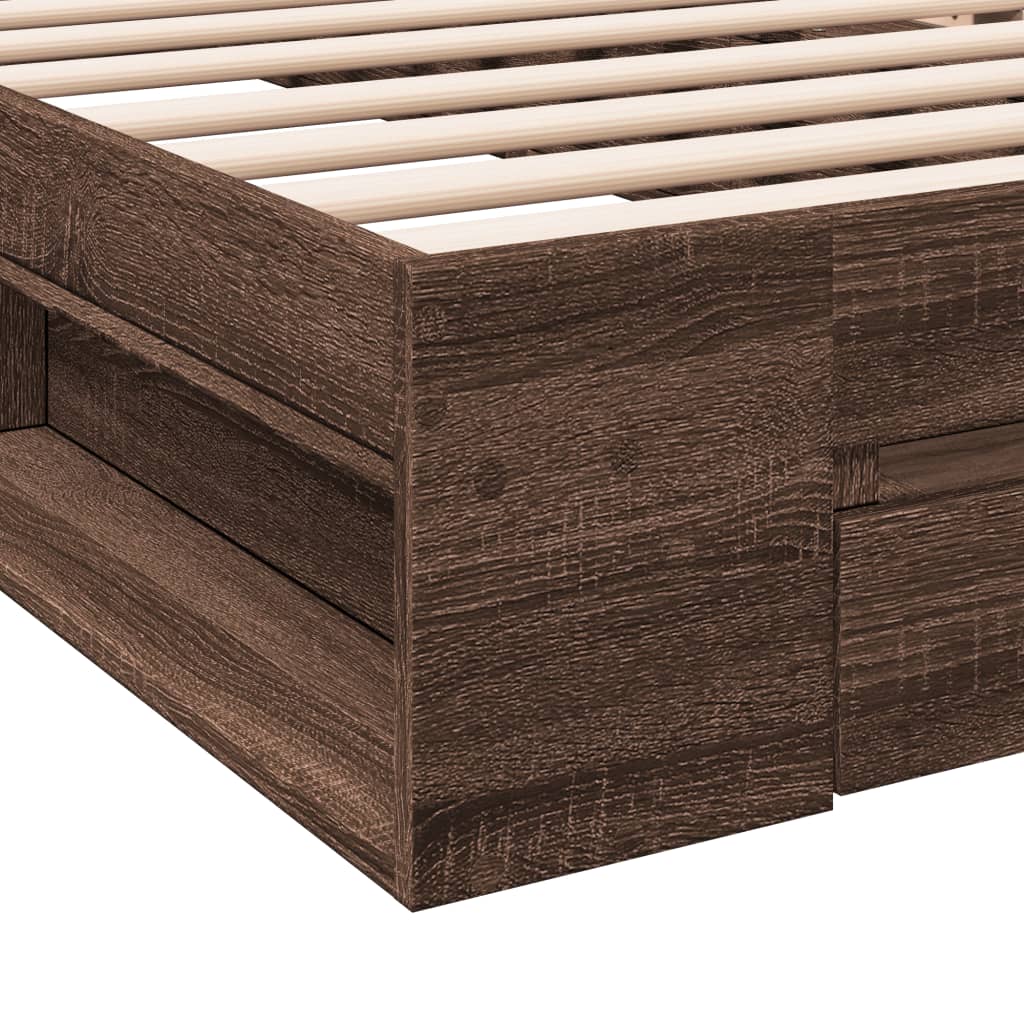 Bettgestell mit Schublade Braun Eiche 75x190 cm Holzwerkstoff