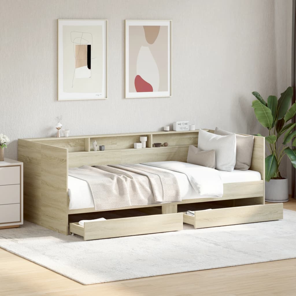 Tagesbett mit Schubladen ohne Matratze Sonoma-Eiche 100x200 cm