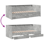 Tagesbett mit Schubladen ohne Matratze Betongrau 75x190 cm