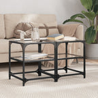 Couchtische mit Glasplatten 2 Stk. Transparent 40x40x45cm Stahl
