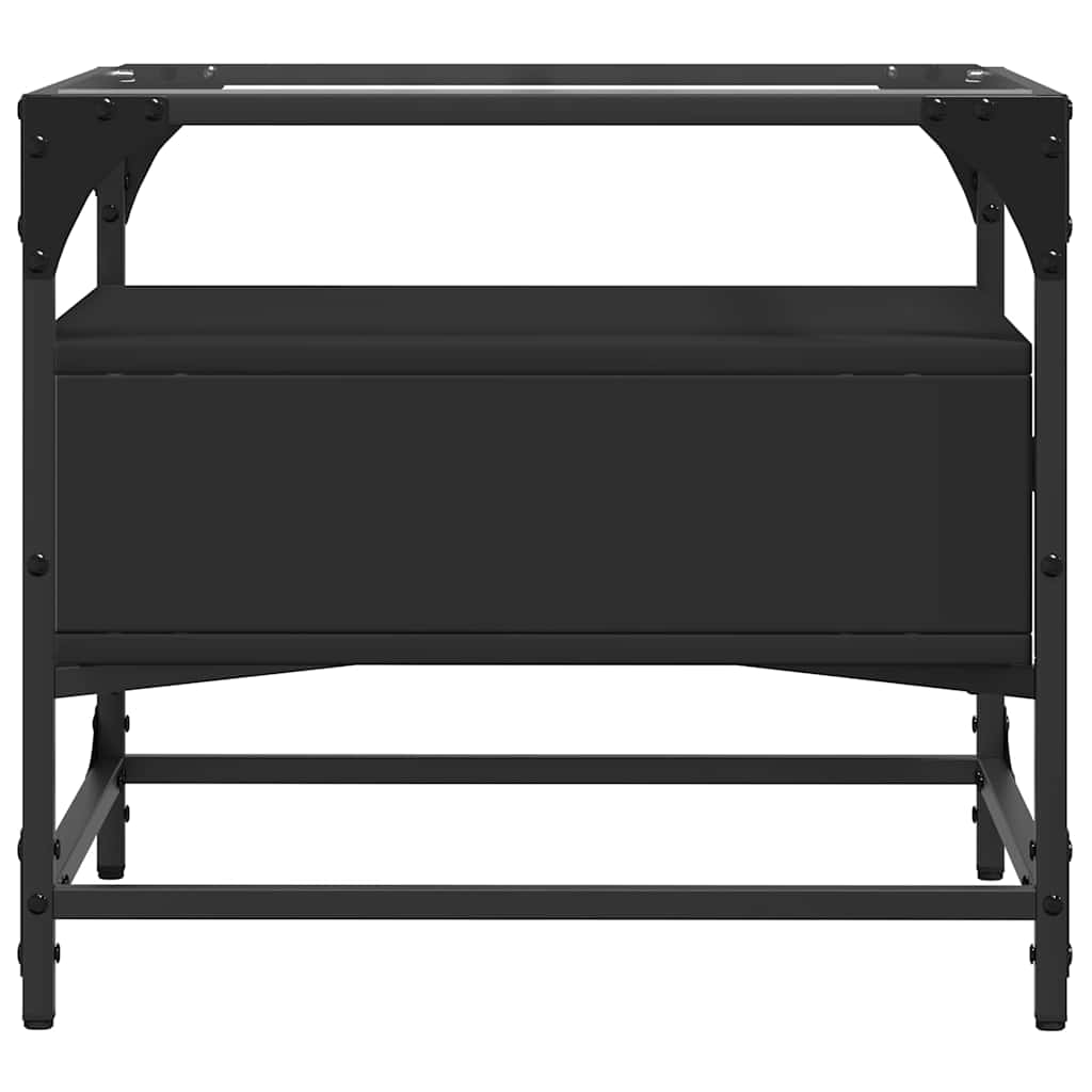 Couchtisch mit Glasplatte Schwarz 50x50x45 cm Stahl