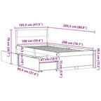 Massivholzbett ohne Matratze Weiß 100x200 cm Kiefernholz