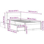 Massivholzbett ohne Matratze Wachsbraun 90x190 cm Kiefernholz