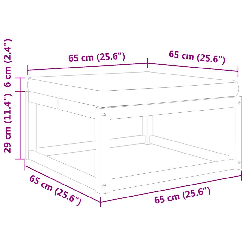 Gartenhocker mit Kissen 65x65x29 cm Massivholz Akazie