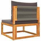 Gartensofa ohne Armlehnen mit Kissen Holz Akazie & Seil