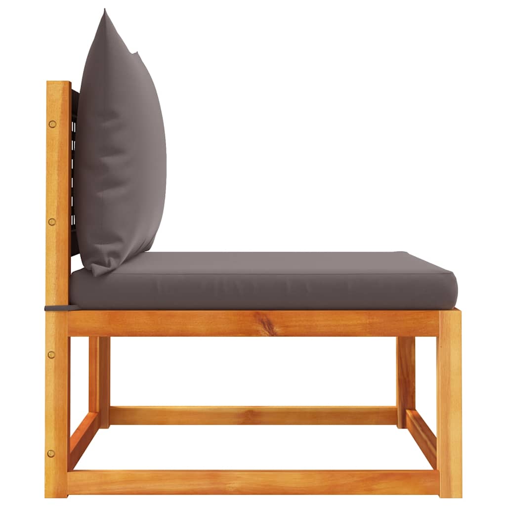 Gartensofa ohne Armlehnen mit Kissen Holz Akazie & Rattan