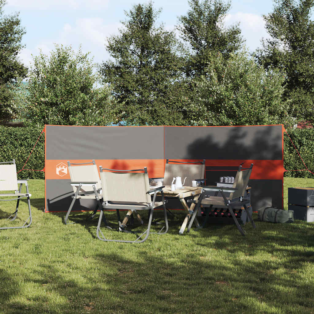 Camping-Windschutz Grau und Orange 344x120 cm Wasserdicht